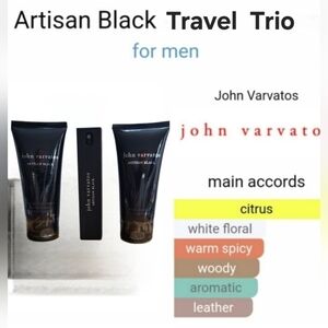 John Varvatos Artisan Black Travel Trio Set